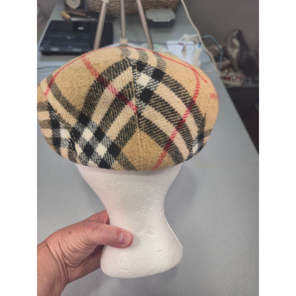 Nova Check Flat Cap 100% Wool Made in Italy Beige Plaid Driver Hat L - Picture 3 of 10